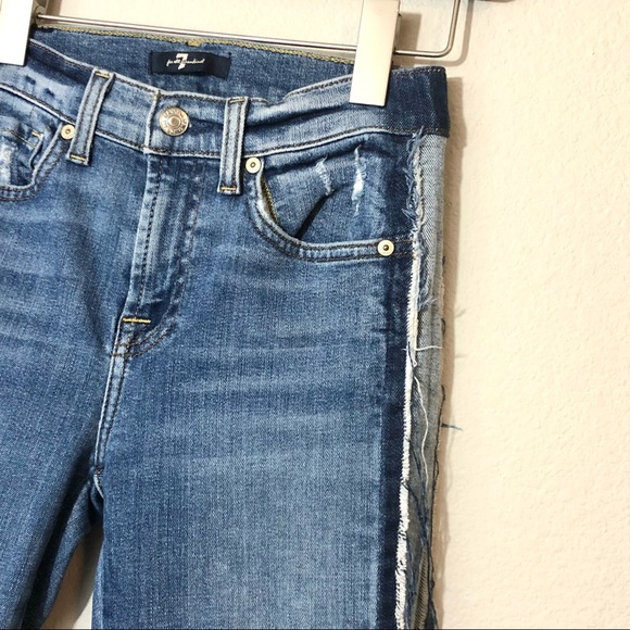 \7 FAM\• Distressed Side Stripe Jeans - Picture 2 of 16